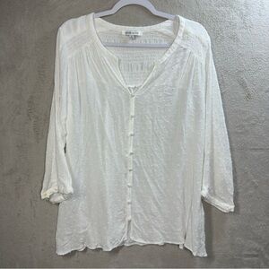 Rose + Olive White Swiss Dot Top Plus Size 2X Romantic‎ Beach Flowy Feminine